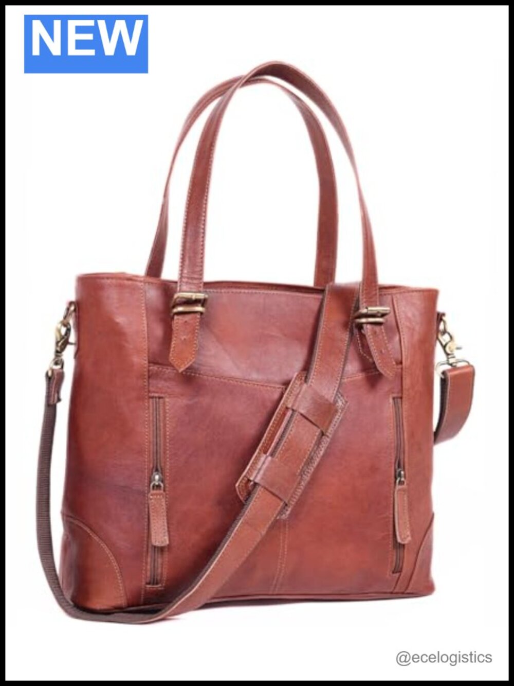 Genuine Leather 17-inch Laptop Tote Bag for Women Work Business Travel